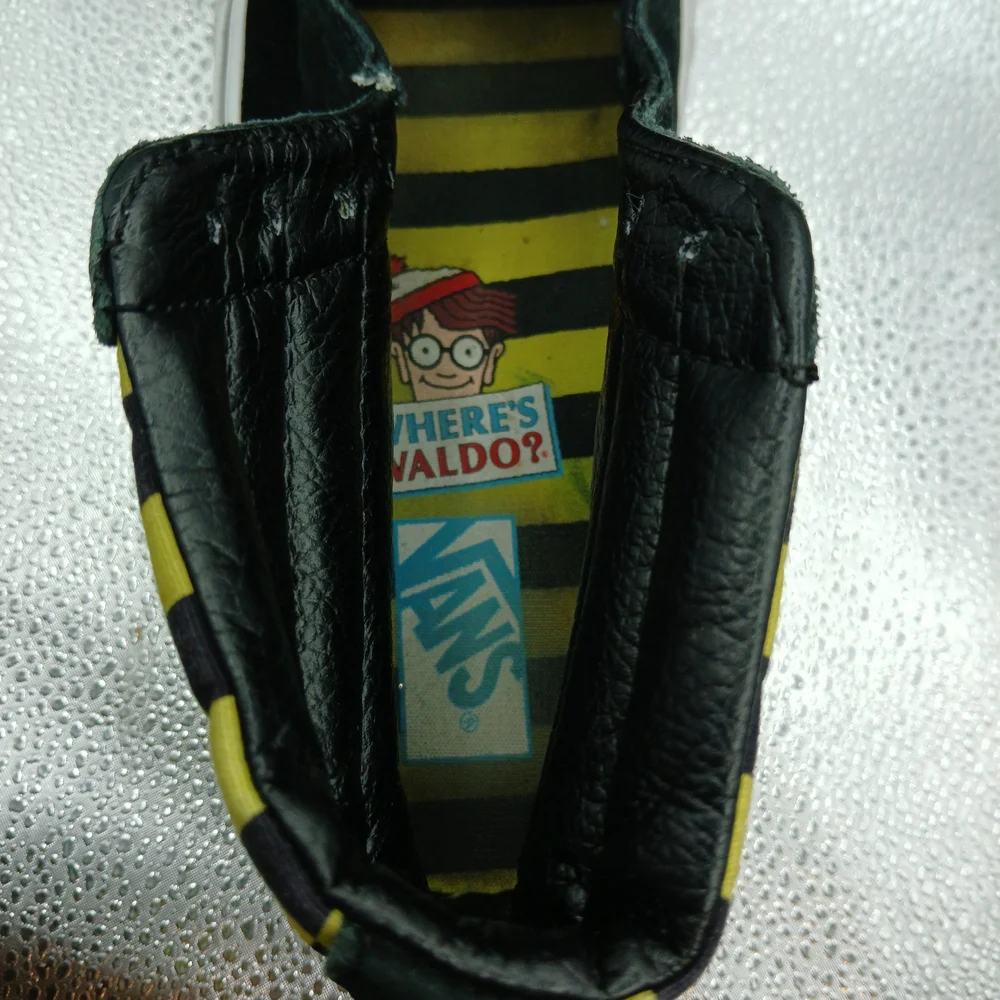 Vans Black and Yellow Checkered Sk-8 High-Top Where's Waldo Sneakers Men's Sz 8